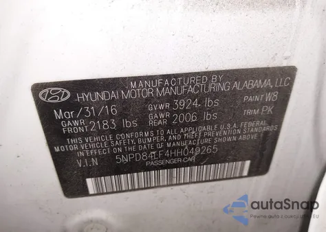 2017 Hyundai Elantra Se z USA, uszkodzony, nr VIN 5NPD84LF4HH049265